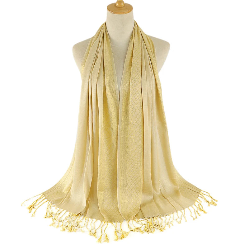 Foulard Pashima Femme - Jaune Pâle - 170*60cm