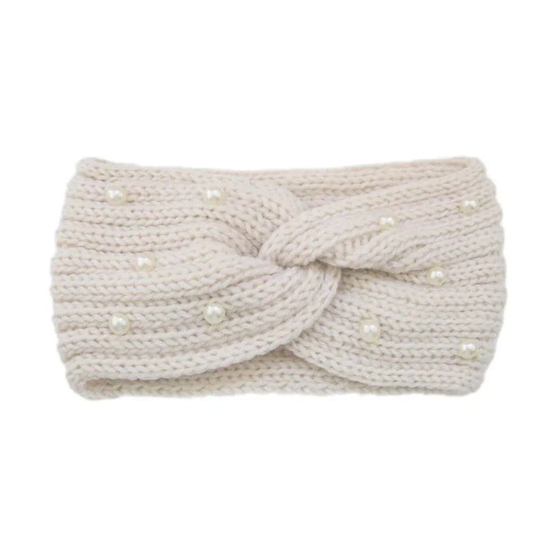 Bandeau Cheveux Femme Hiver Beige Crème 