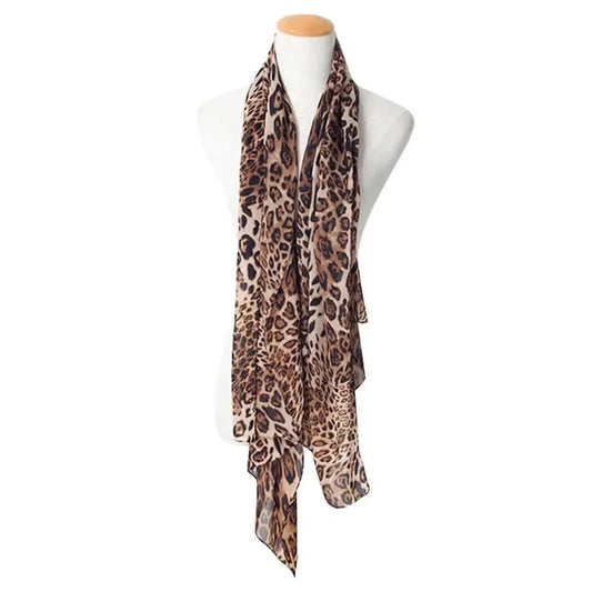 Foulard Léopard Marron Beige et Marron 150*48cm