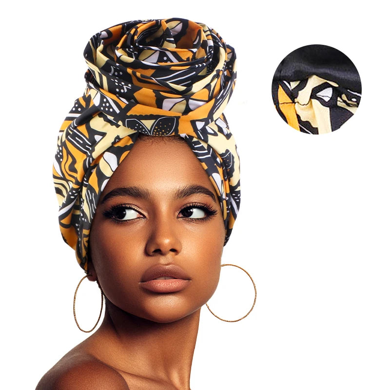 Foulard Africain Déjà Fait Jaune et Noir 