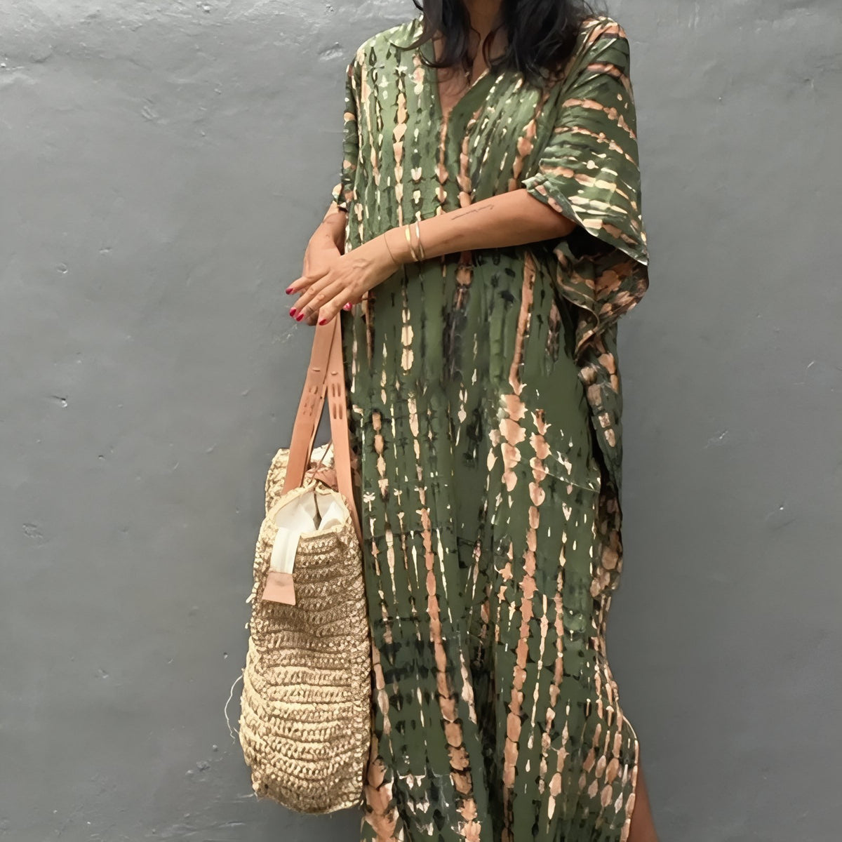 Robe de Plage Boho Style - Vert Olive - Unique