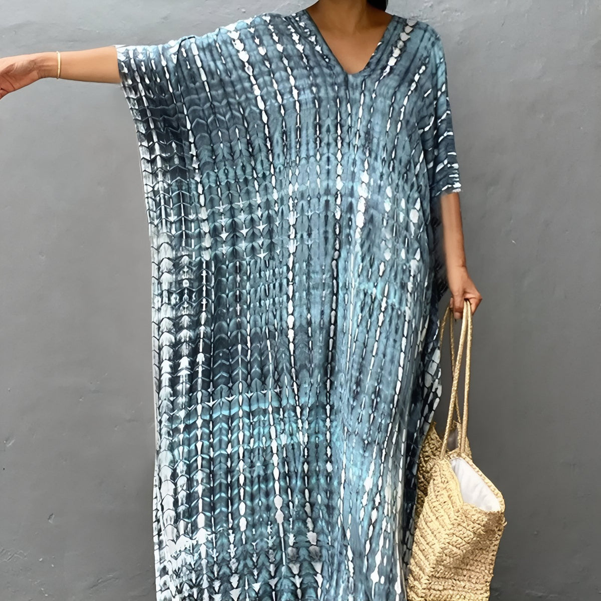 Robe de Plage Boho Style - Gris Bleu - Unique