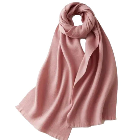 Echarpe Laine Fine Femme Rose Poudré 32*190cm