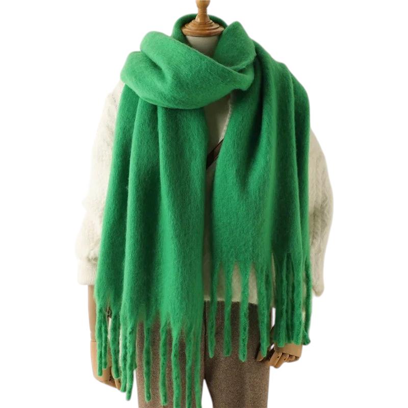 Grosse Echarpe à Franges - Vert Émeraude - 240x38cm