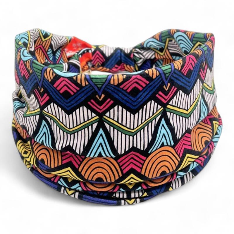 Bandeau Croisé Cheveux Femme Rouge et Bleu Clair 