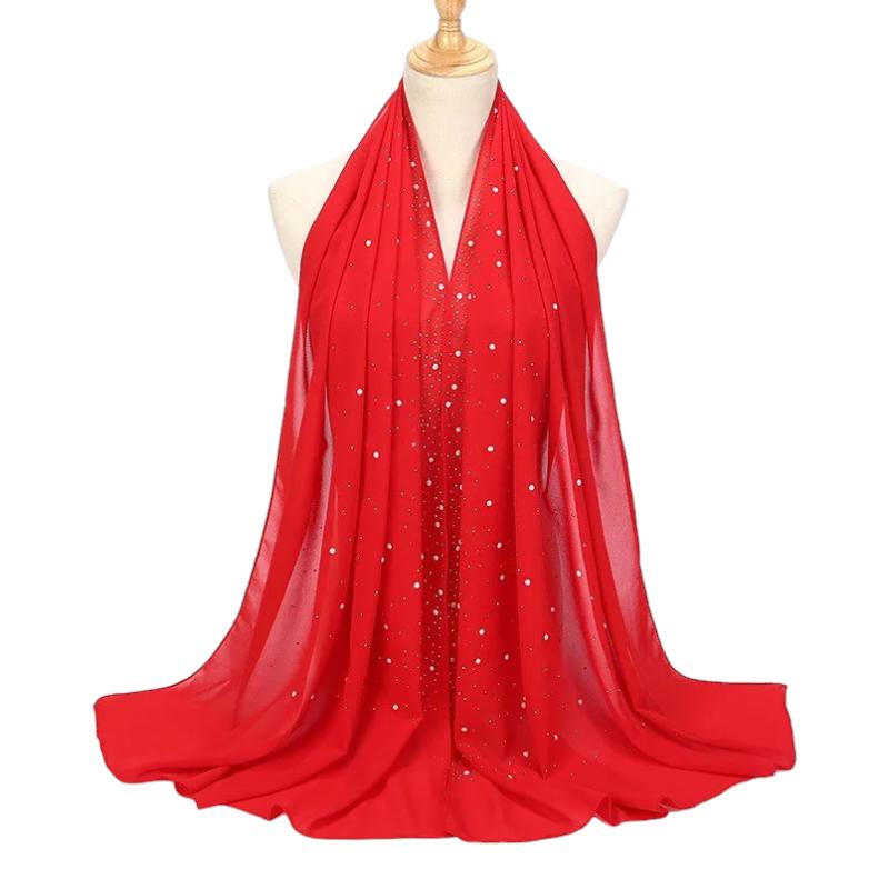 Etole de Soirée en Mousseline Rouge Éclatant 75*175cm