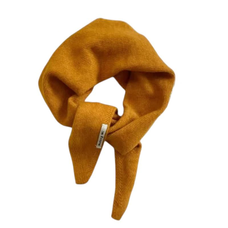 Echarpe Triangle Femme Tricotée - Jaune Moutarde - 105x36cm