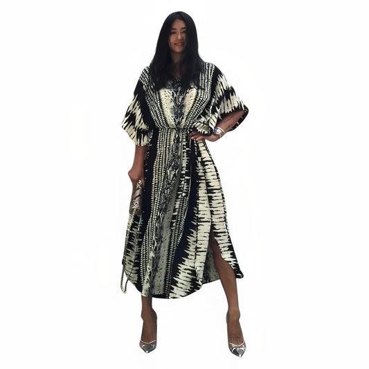 Robe de Plage Tie and Dye - Noir - Unique