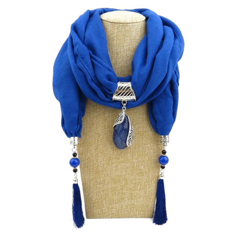 Chèche avec Bijoux - Bleu Royal - 180*50cm