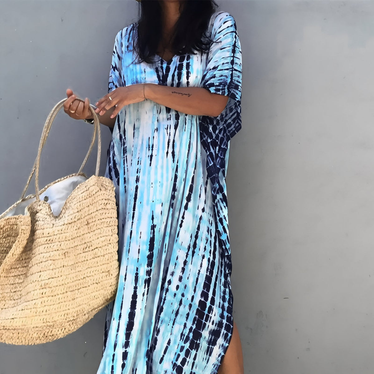 Robe de Plage Boho Style - Bleu Clair - Unique