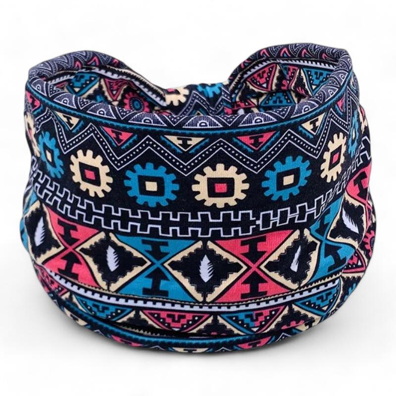 Bandeau Croisé Cheveux Femme Turquoise et Fuchsia 