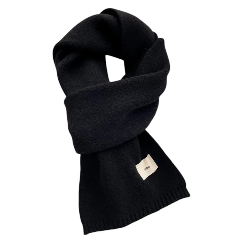 Echarpe Fine Femme Couleur Unie - Noir Ébène - 160x20cm