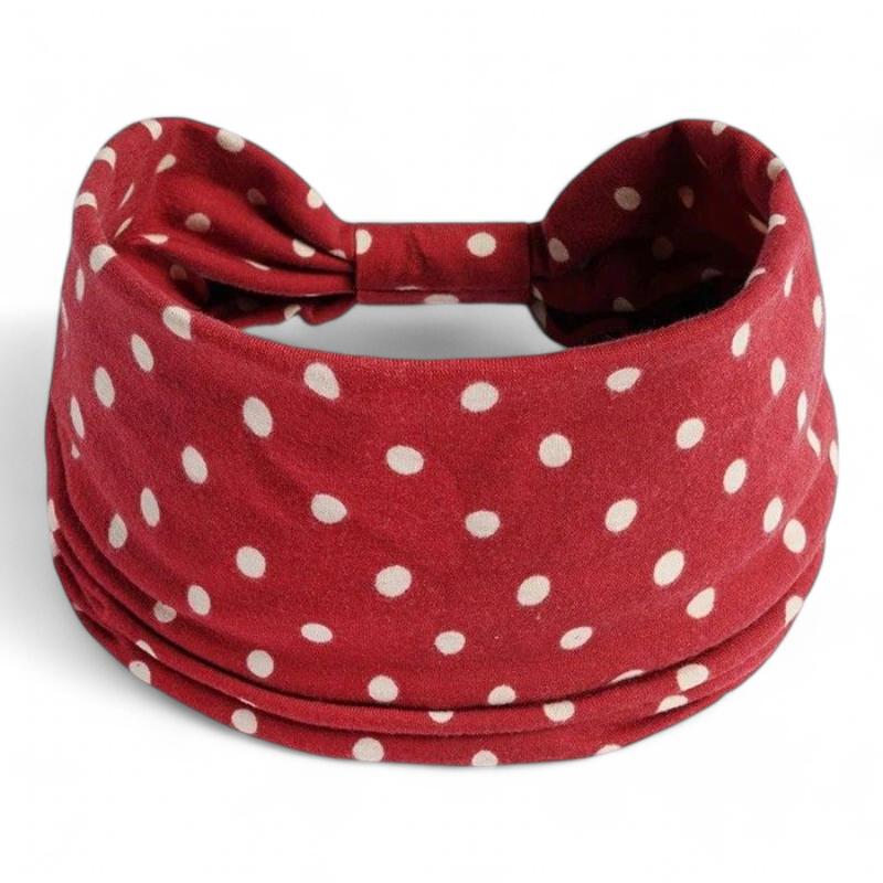 Bandeau Croisé Cheveux Femme Bordeaux et Crème 