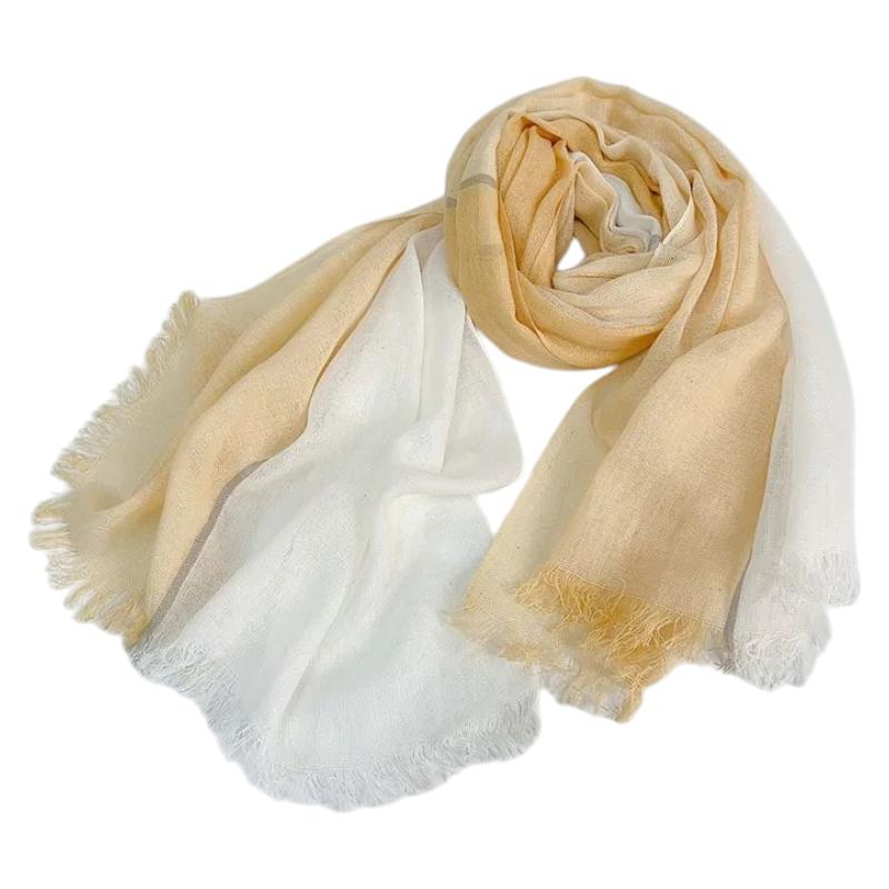 Echarpe Coton et Lin - Jaune et Blanc - 200*60cm