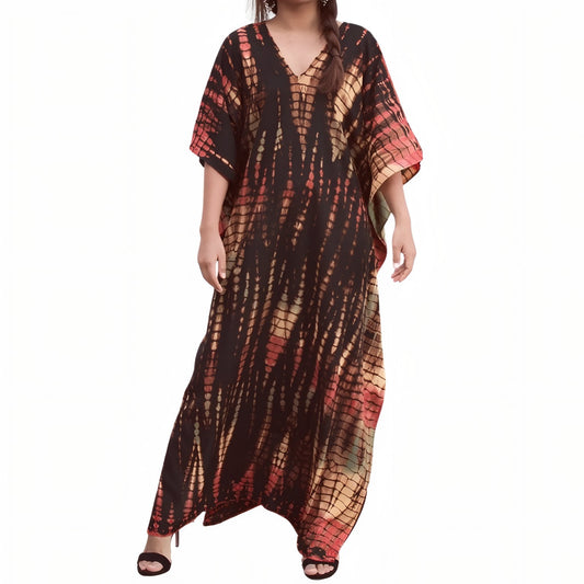 Longue Robe Tie and Dye - Marron - Unique
