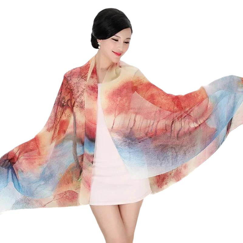 Grand Foulard en Soie Rouge et Bleu 