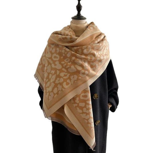 Echarpe Imprimé Léopard Beige et Crème 185*65cm