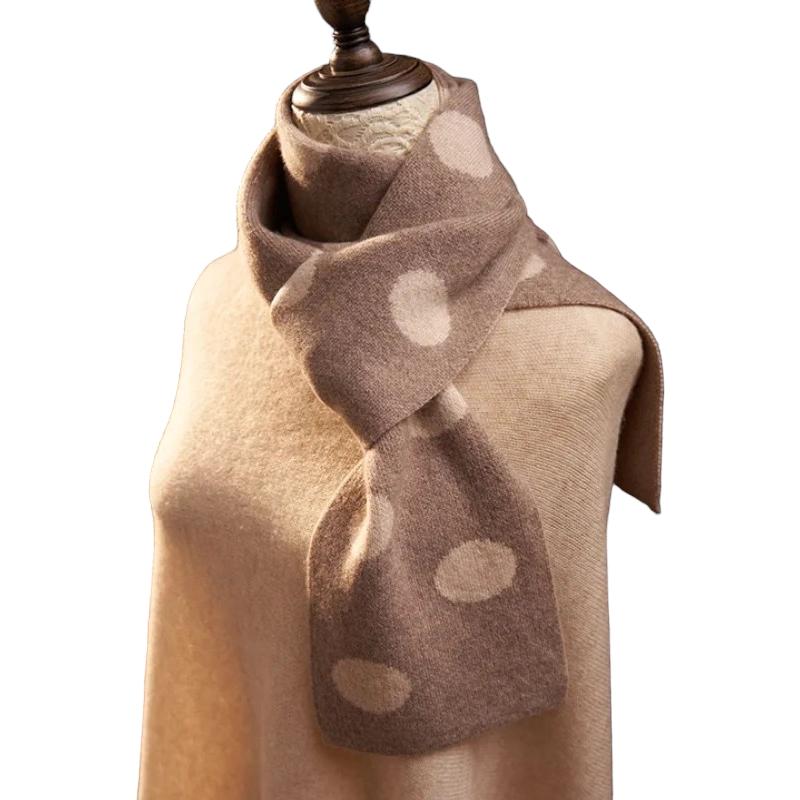 Echarpe Laine Cachemire Beige et Crème 170*18cm