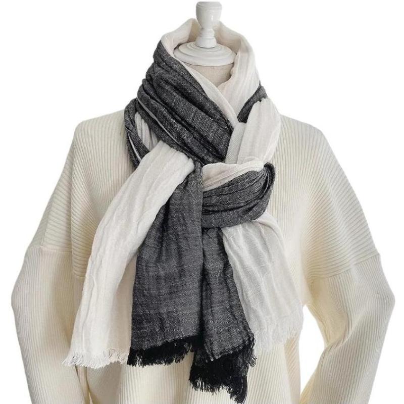 Chèche en Coton pour Homme - Blanc et Noir