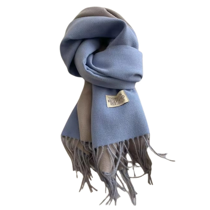 Écharpe Deux Couleurs Bleu Ciel et Beige Clair