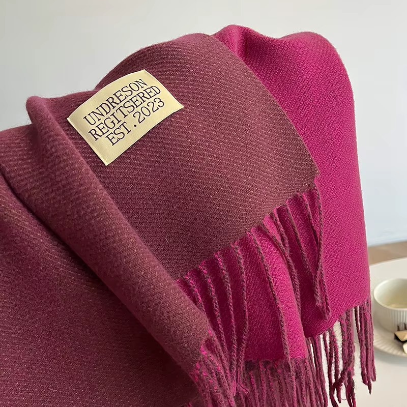 Écharpe Deux Couleurs - détail coloris bordeaux et fuchsia