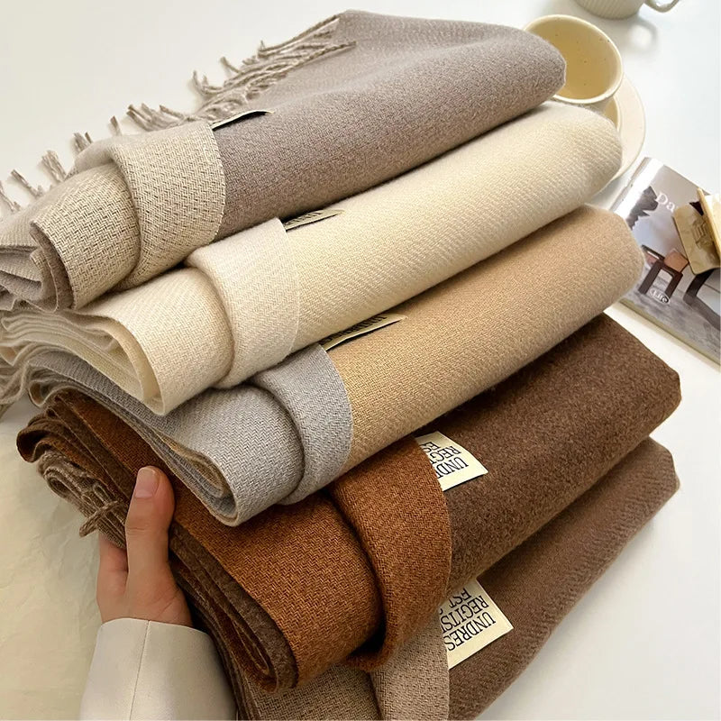 Écharpe Deux Couleurs - gamme de tons naturels empilée