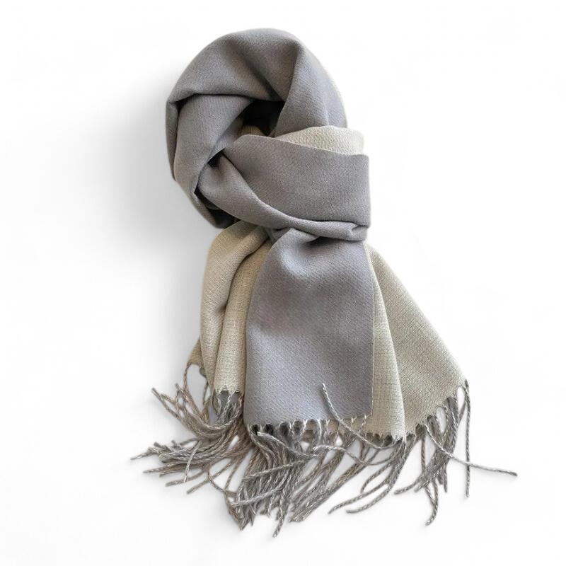 Écharpe Deux Couleurs Gris Clair et Blanc