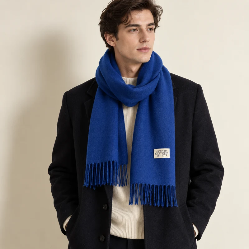 Écharpe Deux Couleurs portée homme - coloris bleu