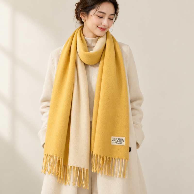 Écharpe Deux Couleurs portée - coloris jaune