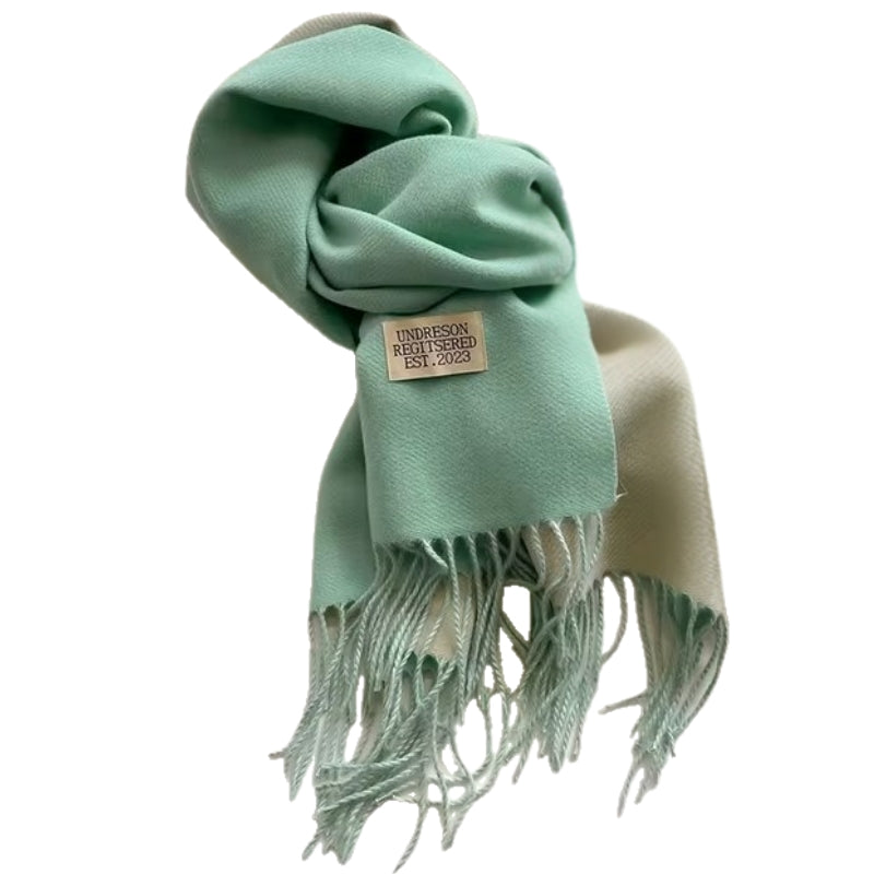 Écharpe Deux Couleurs Vert Menthe et Crème