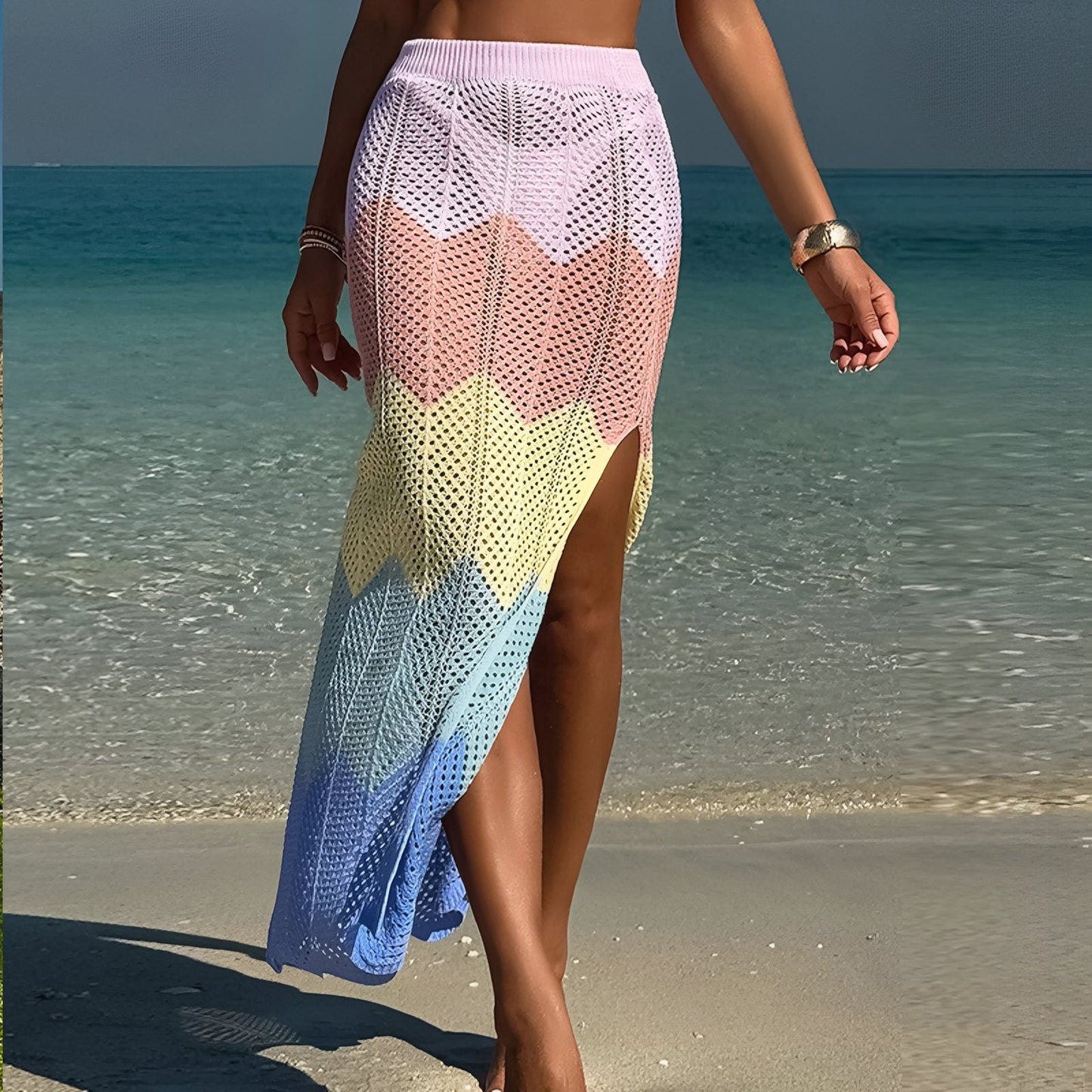 Jupe Plage Crochet Longue et Fendue