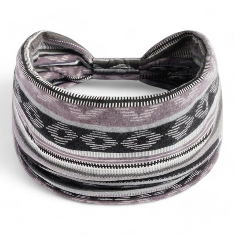 Bandeau Croisé Cheveux Femme Gris et Noir 