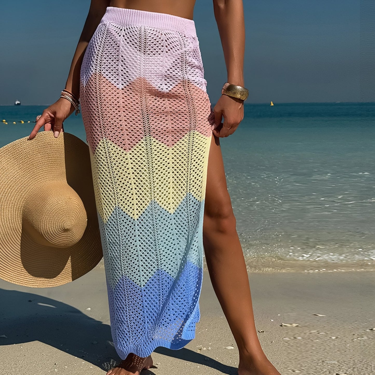 Jupe Plage Crochet Longue et Fendue