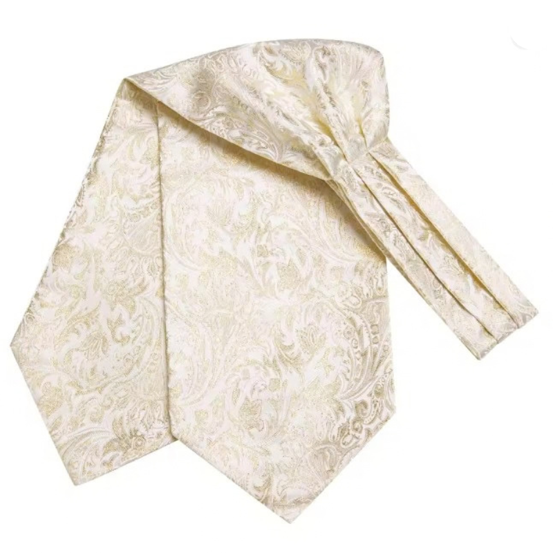 Foulard Ascot Homme en Soie Ivoire plié