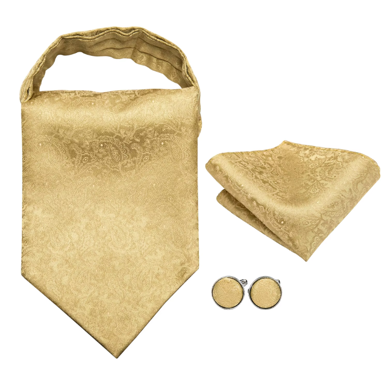 Foulard Cravate en Soie - Jaune Doré (détail)