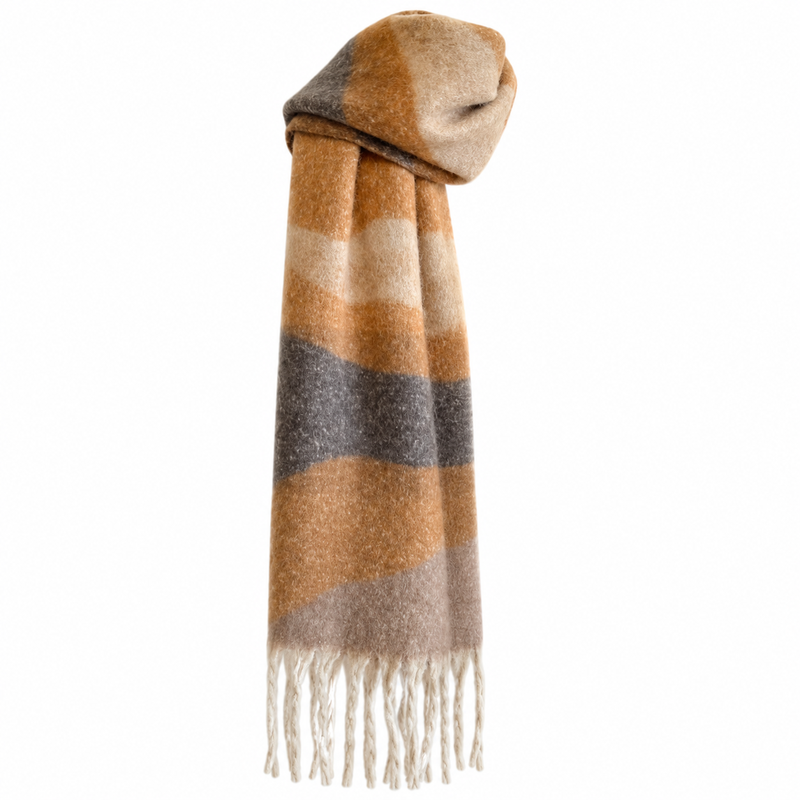 Grosse Écharpe Femme Hiver - Beige et Brun