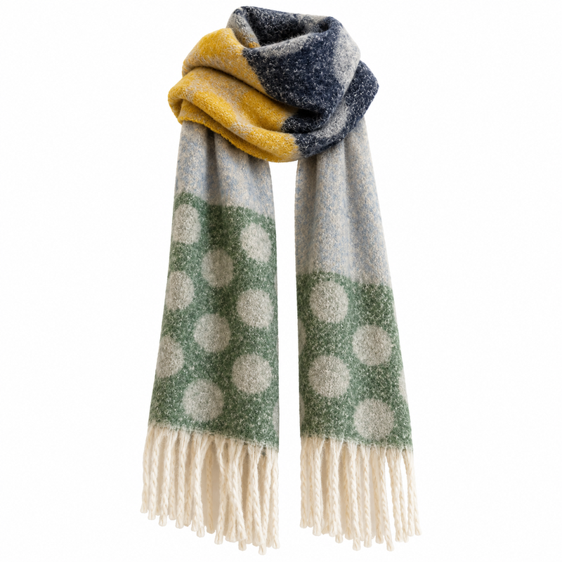 Grosse Écharpe Femme Hiver - Jaune et Vert