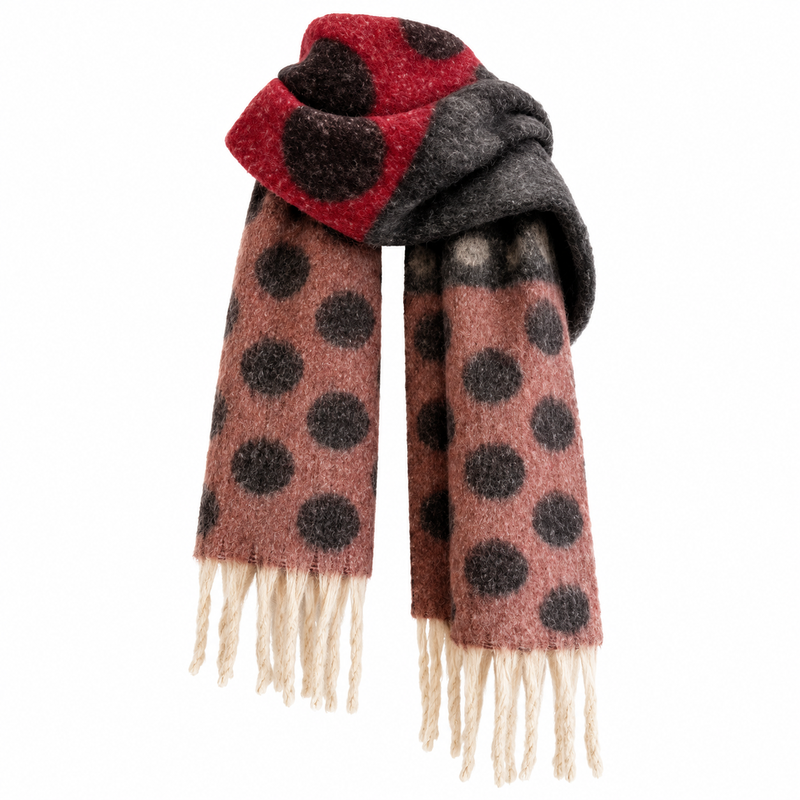 Grosse Écharpe Femme Hiver - Rouge et Gris