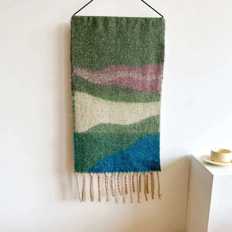 Grosse Écharpe Femme Hiver - Vert et Bleu - ambiance