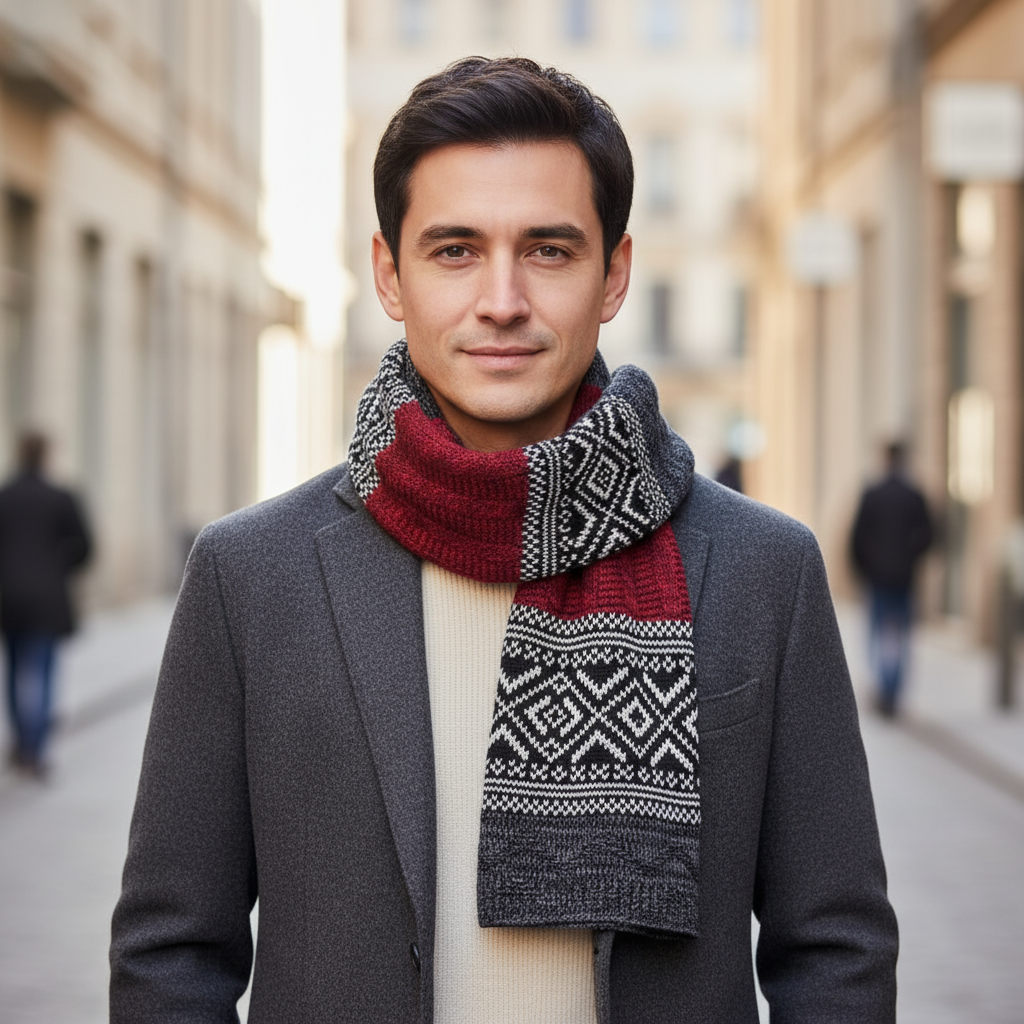 Echarpe Homme Motif Jacquard