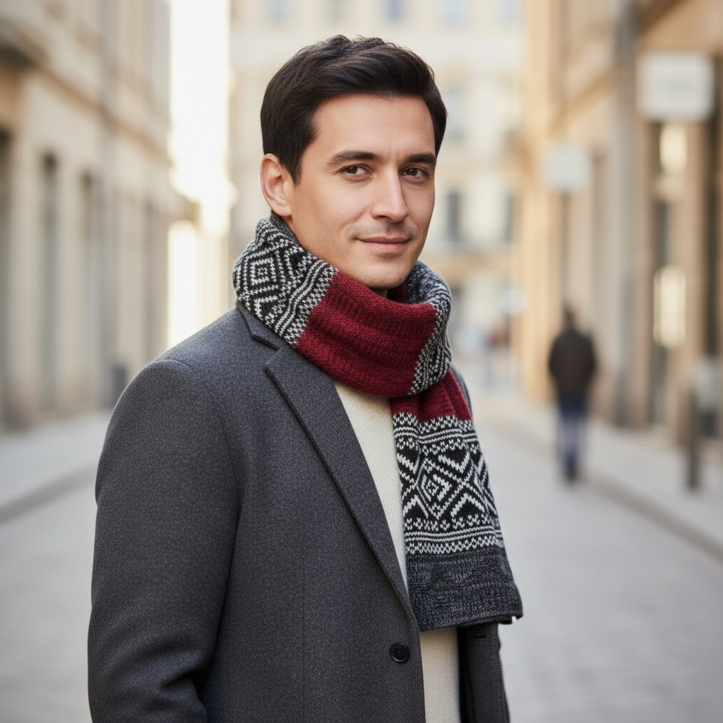 Echarpe Homme Motif Jacquard